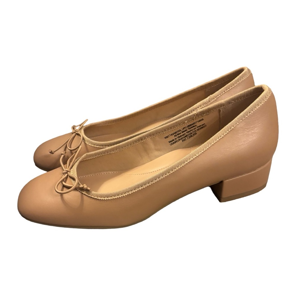 Time and Tru Nude Tan Low Block Heel Ballet Flats